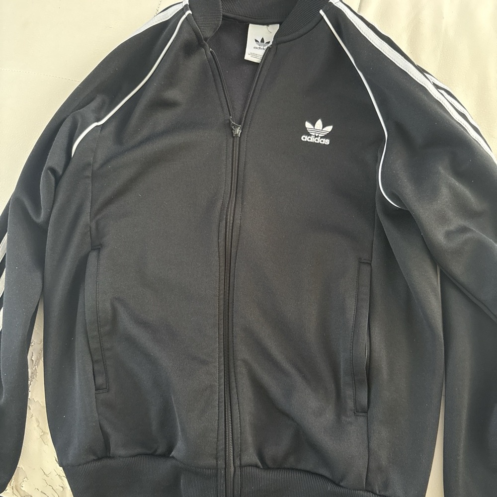 Adidas Men's Black and White Varsity Jacket